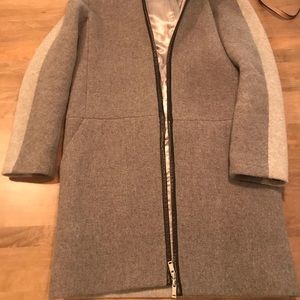Jcrew wool stadium coat leather trim